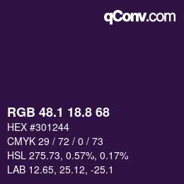 カラーコード: RGB 48.1 18.8 68 | qconv.com