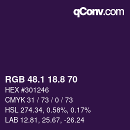Color code: RGB 48.1 18.8 70 | qconv.com