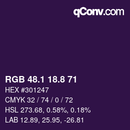カラーコード: RGB 48.1 18.8 71 | qconv.com