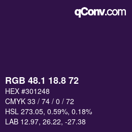 カラーコード: RGB 48.1 18.8 72 | qconv.com