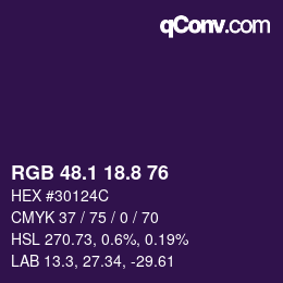 カラーコード: RGB 48.1 18.8 76 | qconv.com