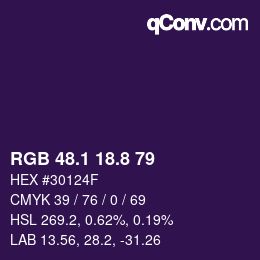 カラーコード: RGB 48.1 18.8 79 | qconv.com