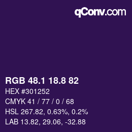 カラーコード: RGB 48.1 18.8 82 | qconv.com