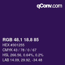 カラーコード: RGB 48.1 18.8 85 | qconv.com