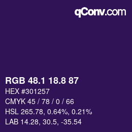 カラーコード: RGB 48.1 18.8 87 | qconv.com