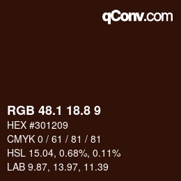 Color code: RGB 48.1 18.8 9 | qconv.com