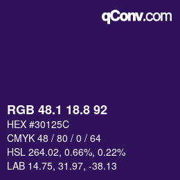 カラーコード: RGB 48.1 18.8 92 | qconv.com