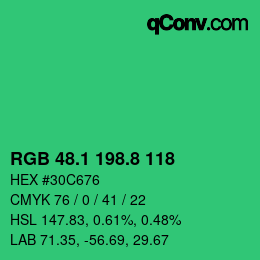 カラーコード: RGB 48.1 198.8 118 | qconv.com