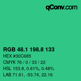 カラーコード: RGB 48.1 198.8 133 | qconv.com