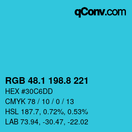 カラーコード: RGB 48.1 198.8 221 | qconv.com