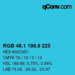 カラーコード: RGB 48.1 198.8 225 | qconv.com