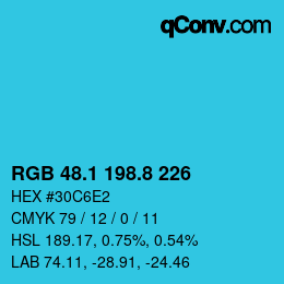 カラーコード: RGB 48.1 198.8 226 | qconv.com