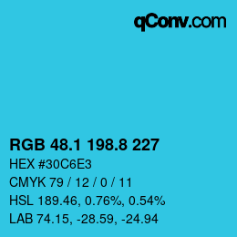 カラーコード: RGB 48.1 198.8 227 | qconv.com