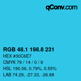Color code: RGB 48.1 198.8 231 | qconv.com