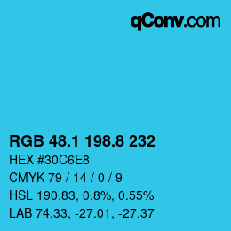 カラーコード: RGB 48.1 198.8 232 | qconv.com