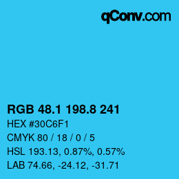 カラーコード: RGB 48.1 198.8 241 | qconv.com