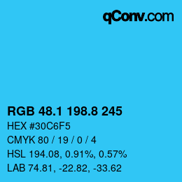 カラーコード: RGB 48.1 198.8 245 | qconv.com
