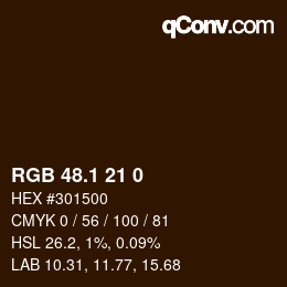 カラーコード: RGB 48.1 21 0 | qconv.com
