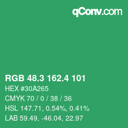 カラーコード: RGB 48.3 162.4 101 | qconv.com