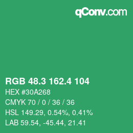 カラーコード: RGB 48.3 162.4 104 | qconv.com