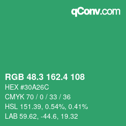 カラーコード: RGB 48.3 162.4 108 | qconv.com