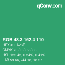 カラーコード: RGB 48.3 162.4 110 | qconv.com