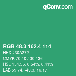 カラーコード: RGB 48.3 162.4 114 | qconv.com