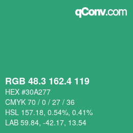 カラーコード: RGB 48.3 162.4 119 | qconv.com