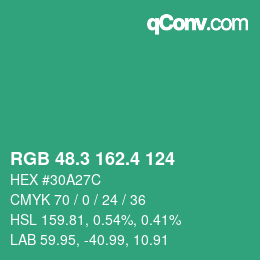 カラーコード: RGB 48.3 162.4 124 | qconv.com