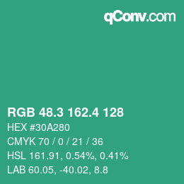 カラーコード: RGB 48.3 162.4 128 | qconv.com