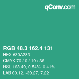 カラーコード: RGB 48.3 162.4 131 | qconv.com