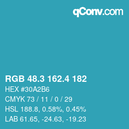 カラーコード: RGB 48.3 162.4 182 | qconv.com
