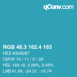カラーコード: RGB 48.3 162.4 183 | qconv.com