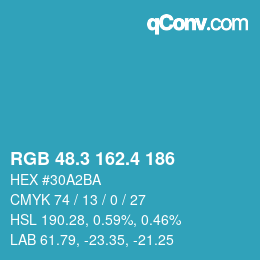 カラーコード: RGB 48.3 162.4 186 | qconv.com