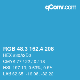 カラーコード: RGB 48.3 162.4 208 | qconv.com
