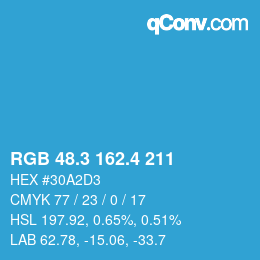 カラーコード: RGB 48.3 162.4 211 | qconv.com
