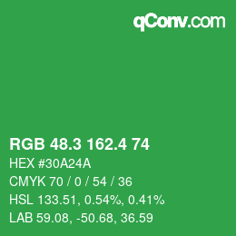カラーコード: RGB 48.3 162.4 74 | qconv.com