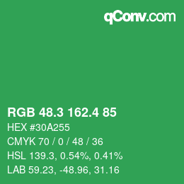 カラーコード: RGB 48.3 162.4 85 | qconv.com