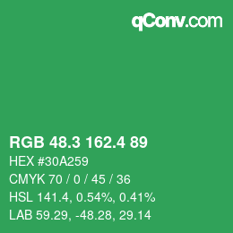 カラーコード: RGB 48.3 162.4 89 | qconv.com