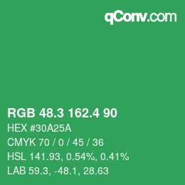 カラーコード: RGB 48.3 162.4 90 | qconv.com