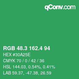 カラーコード: RGB 48.3 162.4 94 | qconv.com