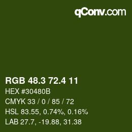 カラーコード: RGB 48.3 72.4 11 | qconv.com