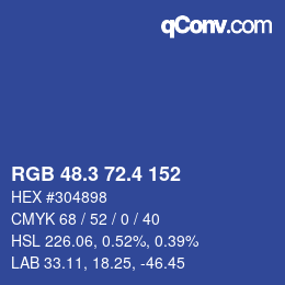 カラーコード: RGB 48.3 72.4 152 | qconv.com