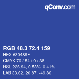 カラーコード: RGB 48.3 72.4 159 | qconv.com