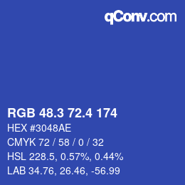 カラーコード: RGB 48.3 72.4 174 | qconv.com