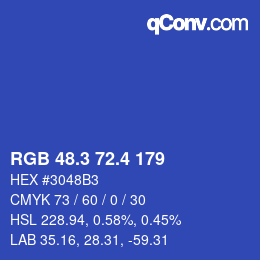 カラーコード: RGB 48.3 72.4 179 | qconv.com