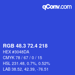 カラーコード: RGB 48.3 72.4 218 | qconv.com