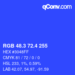 カラーコード: RGB 48.3 72.4 255 | qconv.com