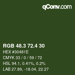 カラーコード: RGB 48.3 72.4 30 | qconv.com