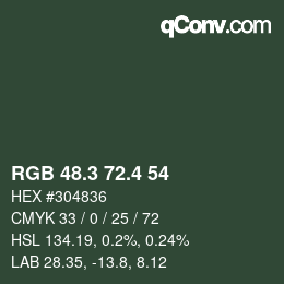 カラーコード: RGB 48.3 72.4 54 | qconv.com